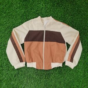 Vintage 80s MOD Colorblock Jacket Womens Small 17x18 Beige